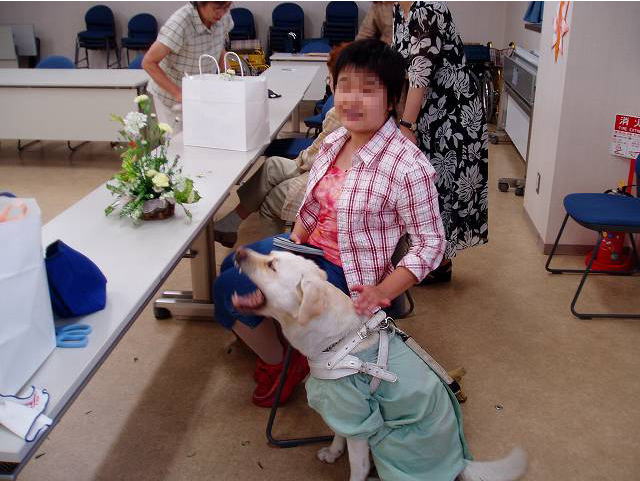 ワイズがあきの横であくびをしている写真